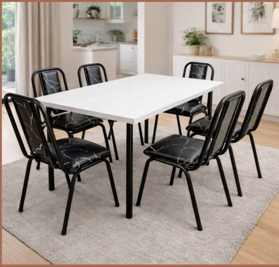 Combo silla y mesa TIKAFAP con tapizado símil mármol